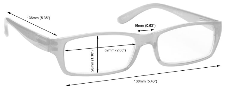 Reading Glasses Dimensions 16