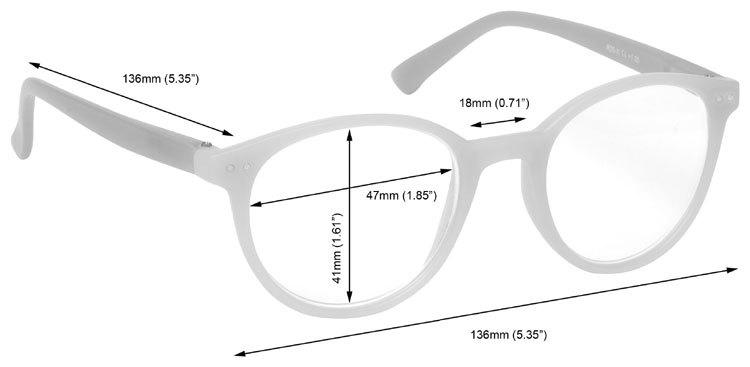 Reading Glasses Dimensions 25