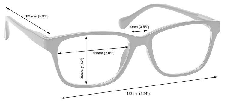 Reading Glasses Dimensions 27