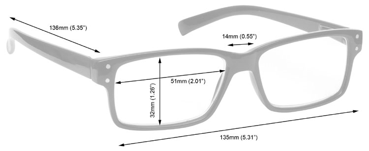 Reading Glasses Dimensions 45