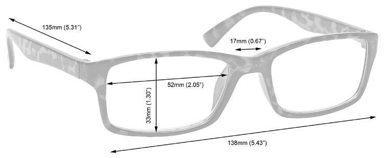 Reading Glasses Dimensions 92