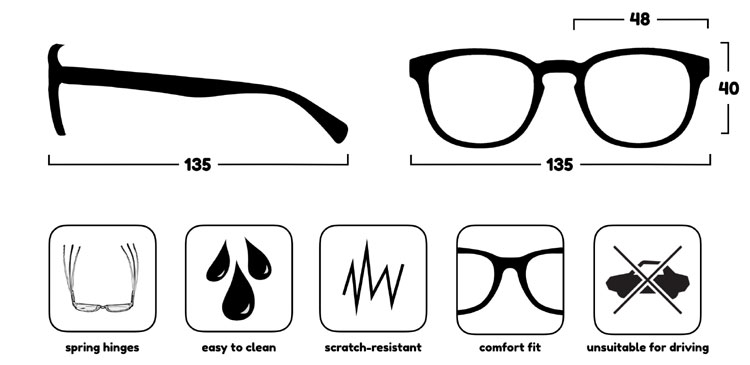 Reading Glasses Dimensions 2