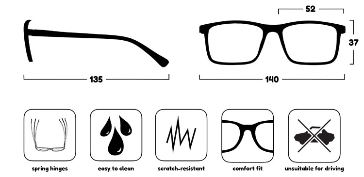 Reading Glasses Dimensions R4