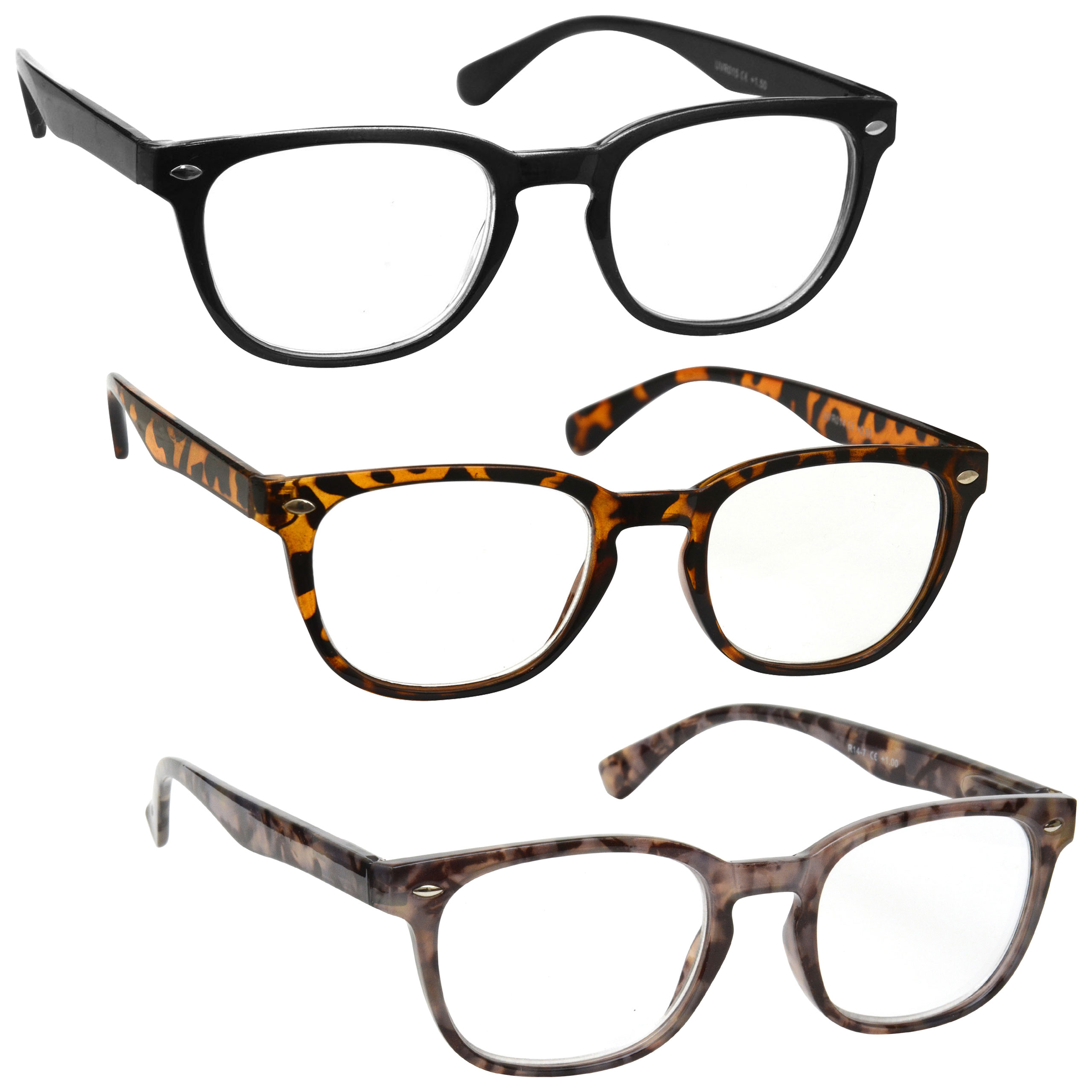 Value 3 Packs Reading Glasses Mens Womens Spring Hinges UV Reader RRR14 - Picture 6 of 6