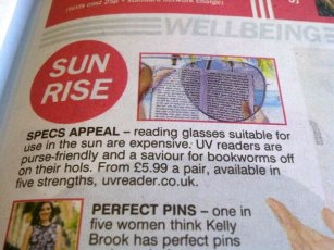 The Sun Newspaper UV Reader Reading Glasses